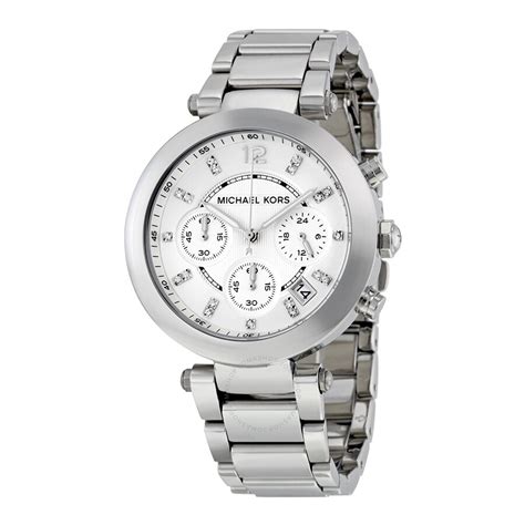 michael kors silver crystal chronograph watch|michael kors stainless steel watch.